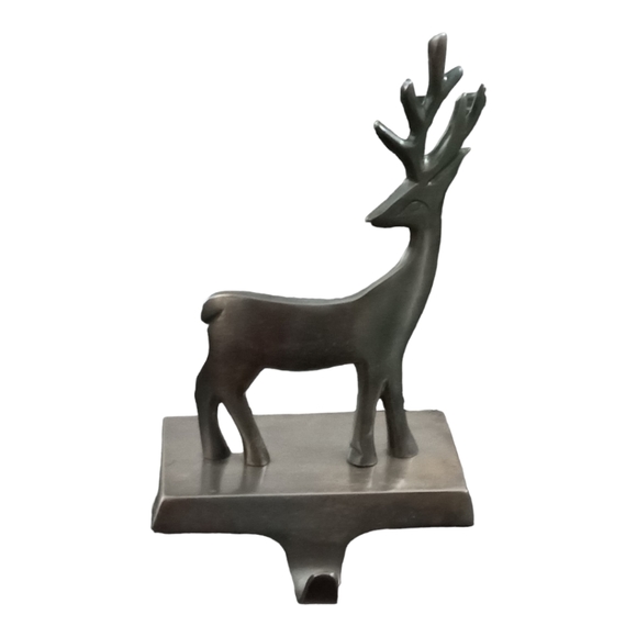 Crate &  Barrel Reindeer Metal Christmas Stocking Holder Hook Hanger - Picture 1 of 12